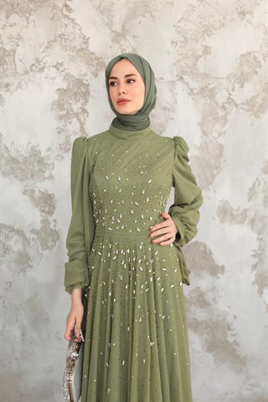 Mihri Taş İşleme Abiye - Yeşil