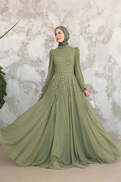 Mihri Taş İşleme Abiye - Yeşil