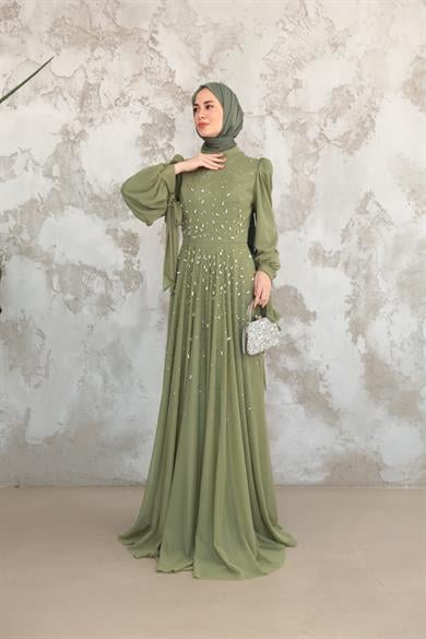 Mihri Taş İşleme Abiye - Yeşil