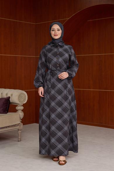 Mihriban Ekose Elbise - Lacivert