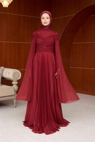 Mimoza Çiçeğim Tasarım Abiye - Bordo