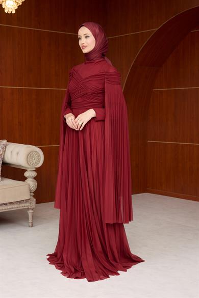 Mimoza Çiçeğim Tasarım Abiye - Bordo