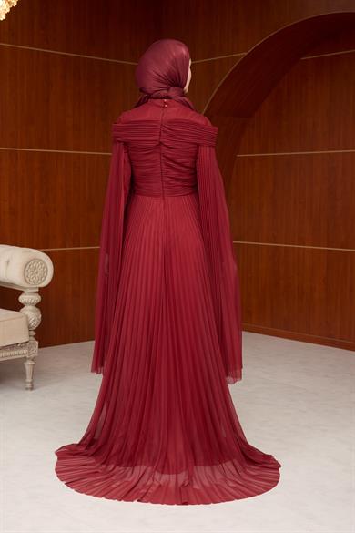 Mimoza Çiçeğim Tasarım Abiye - Bordo