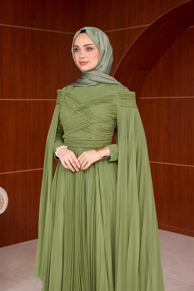 Mimoza Çiçeğim Tasarım Abiye - Haki