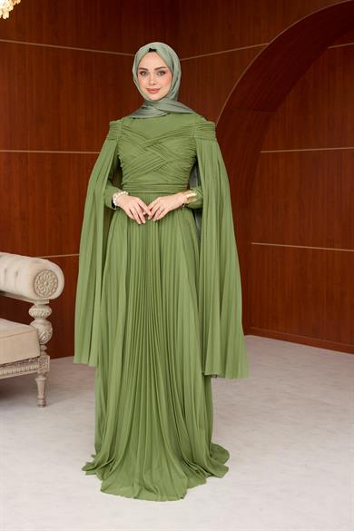 Mimoza Çiçeğim Tasarım Abiye - Haki