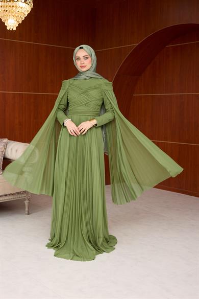 Mimoza Çiçeğim Tasarım Abiye - Haki