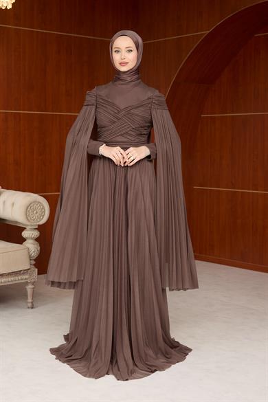 Mimoza Çiçeğim Tasarım Abiye - Kahverengi