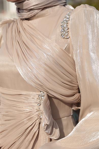 Mimoza Taş Detay Abiye - Vizon