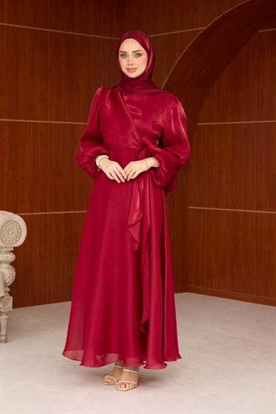 Mina Bağlama Detaylı Abiye - Bordo