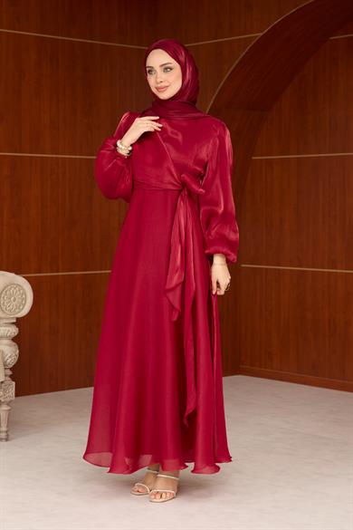 Mina Bağlama Detaylı Abiye - Bordo