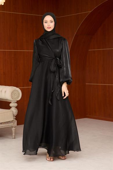 Mina Bağlama Detaylı Abiye - Siyah