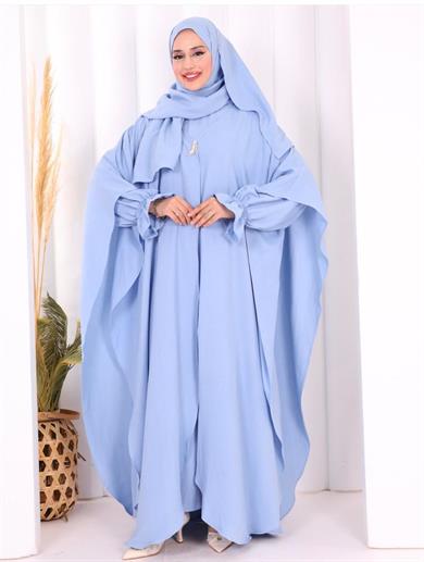 Mina Umre Abaya ve Şal - Bebe Mavi