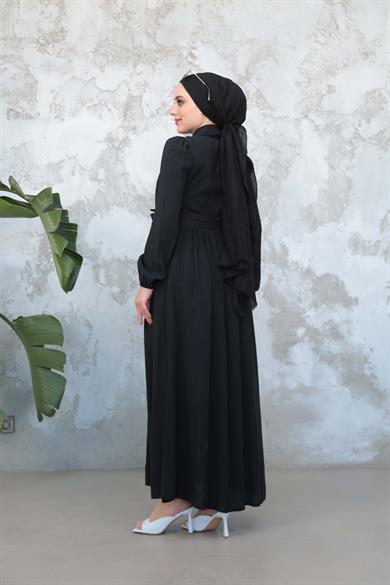 Mine Fermuar Elbise - Siyah