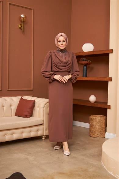 Minel Abiye - Kahverengi