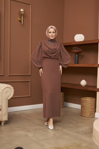 Minel Abiye - Kahverengi
