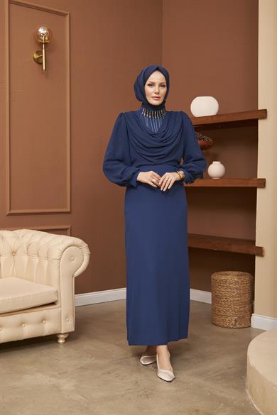 Minel Evening Dress - Navy Blue