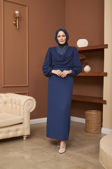 Minel Evening Dress - Navy Blue