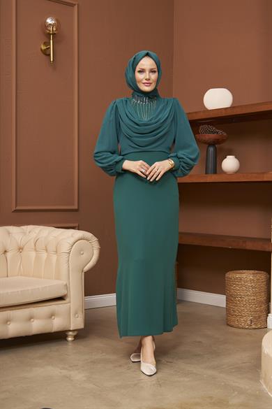 Minel Evening Dress - Emerald Green
