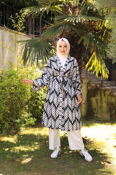 Moss Krep Kimono - Siyah