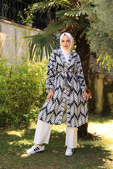 Moss Krep Kimono - Siyah