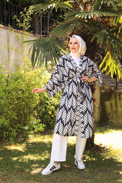 Moss Krep Kimono - Siyah