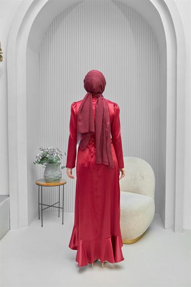 Naime Evening Dress - Claret Red