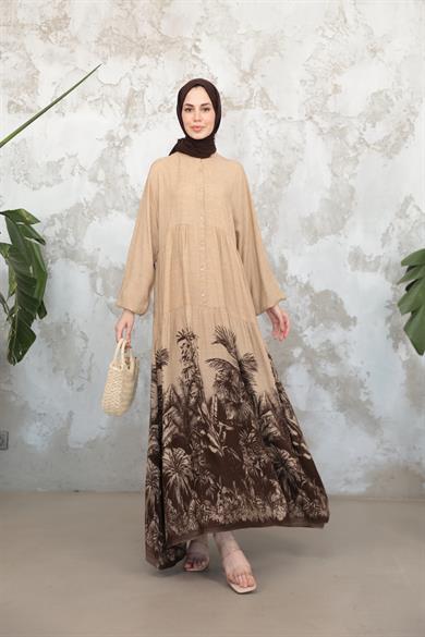 Nare Elbise - Kahverengi
