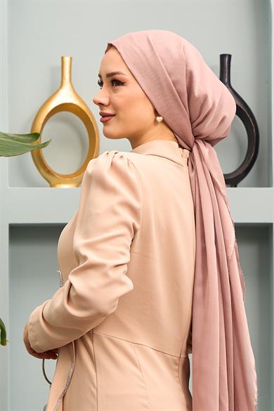 Nesibe Stone Patterned Evening Dress - Beige