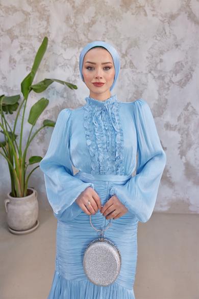 Neva Tesettür Abiye - Bebe Mavi