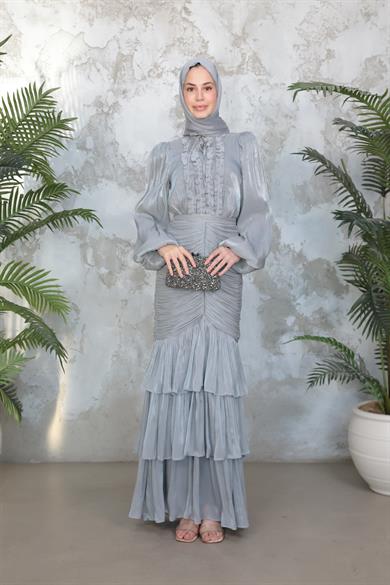 Neva Tesettür Abiye - Gri