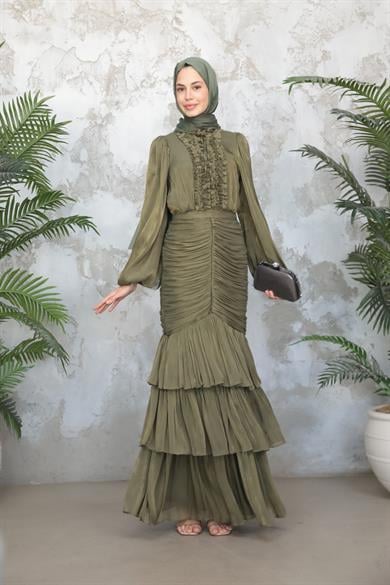 Neva Tesettür Abiye - Haki