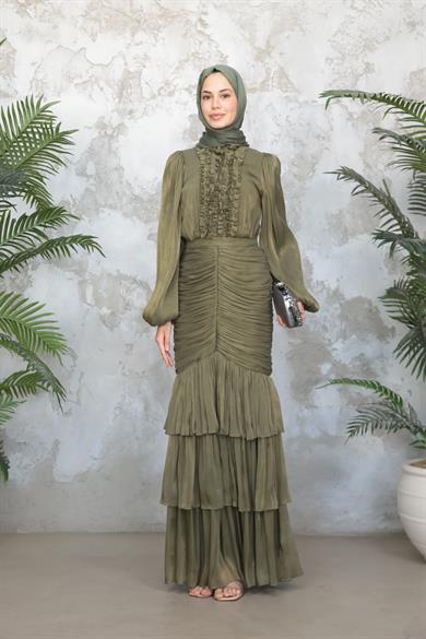 Neva Tesettür Abiye - Haki