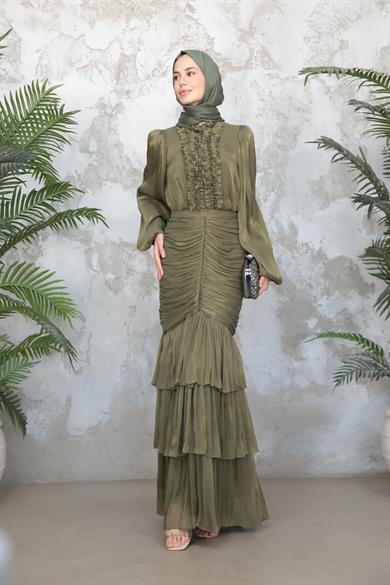 Neva Tesettür Abiye - Haki