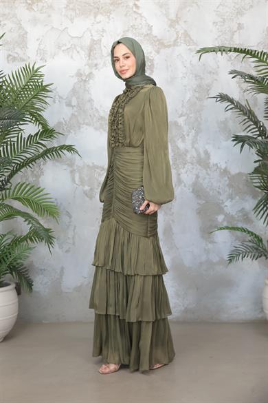 Neva Tesettür Abiye - Haki