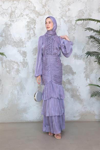 Neva Tesettür Abiye - Lila