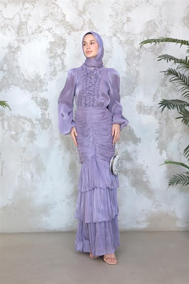 Neva Tesettür Abiye - Lila