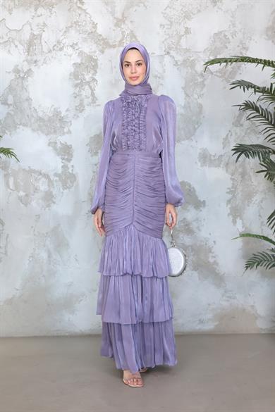 Neva Tesettür Abiye - Lila