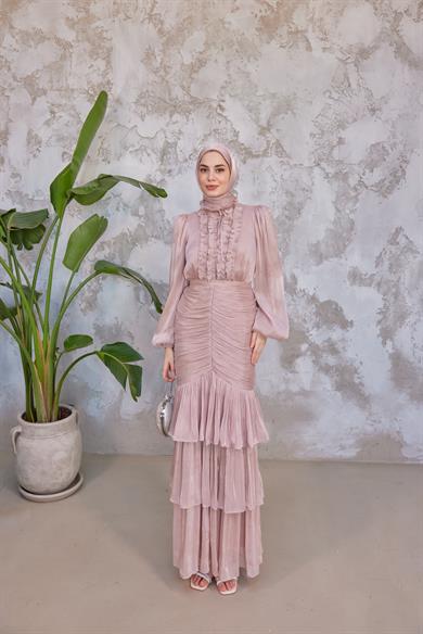 Neva Tesettür Abiye - Pudra