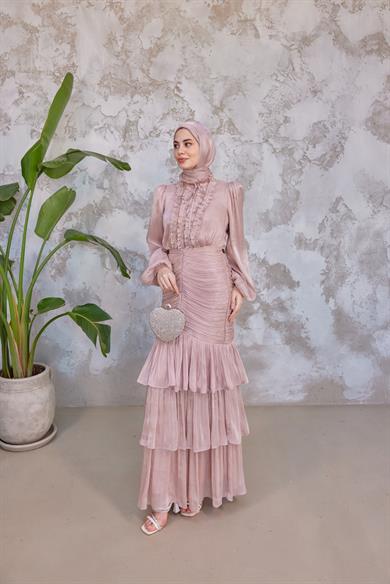 Neva Tesettür Abiye - Pudra