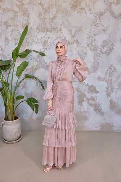 Neva Tesettür Abiye - Pudra