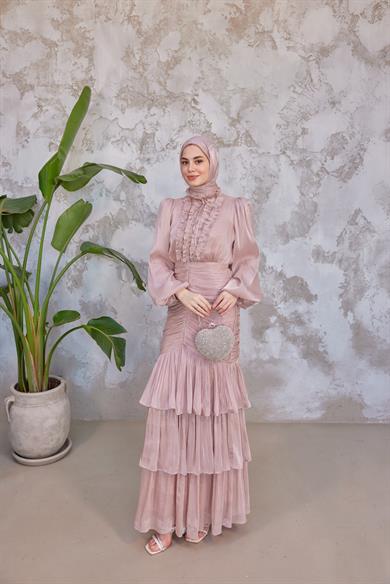 Neva Tesettür Abiye - Pudra