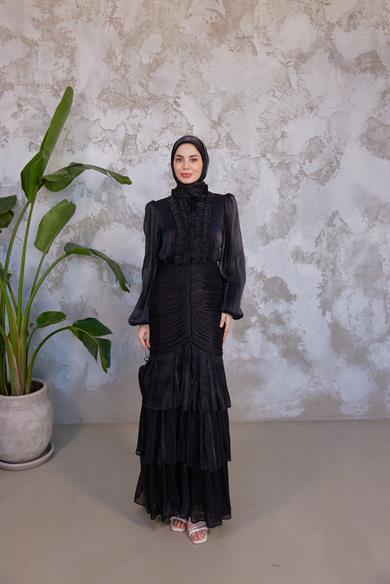 Neva Tesettür Abiye - Siyah