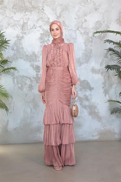 Neva Tesettür Abiye - Somon