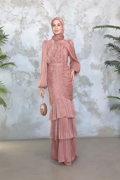 Neva Tesettür Abiye - Somon