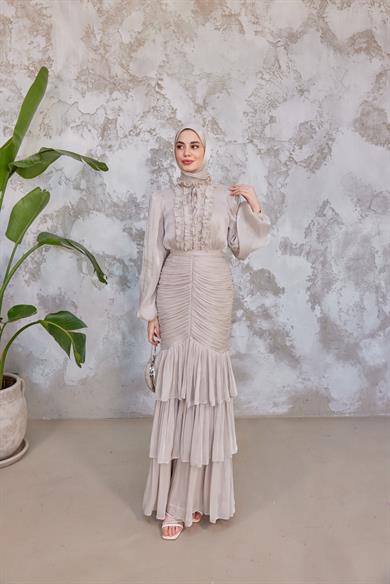 Neva Tesettür Abiye - Vizon