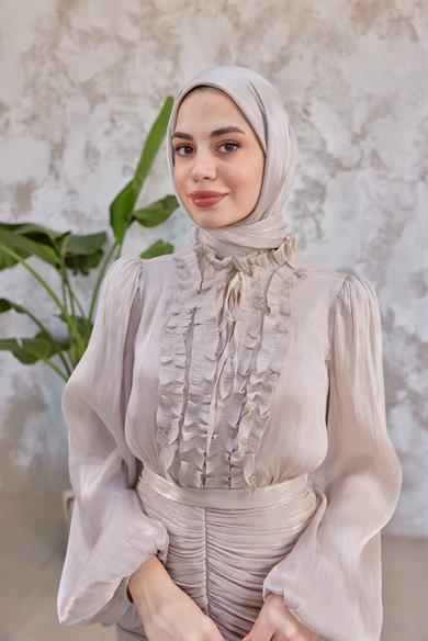 Neva Tesettür Abiye - Vizon