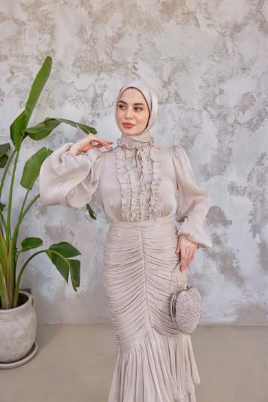 Neva Tesettür Abiye - Vizon