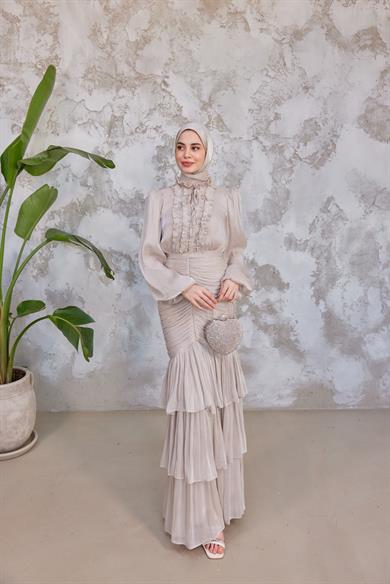 Neva Tesettür Abiye - Vizon