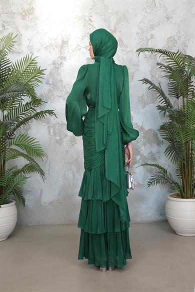 Neva Tesettür Abiye - Zümrüt Yeşil