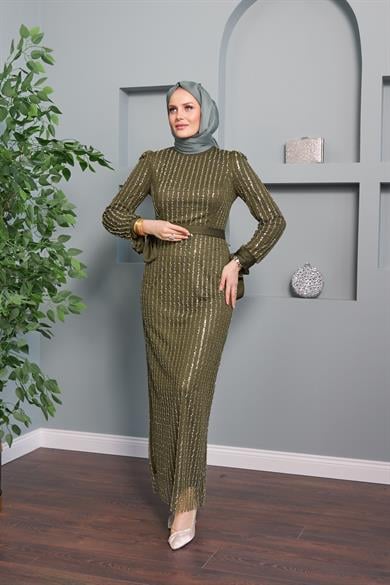 Nihan Evening Dress - Khaki